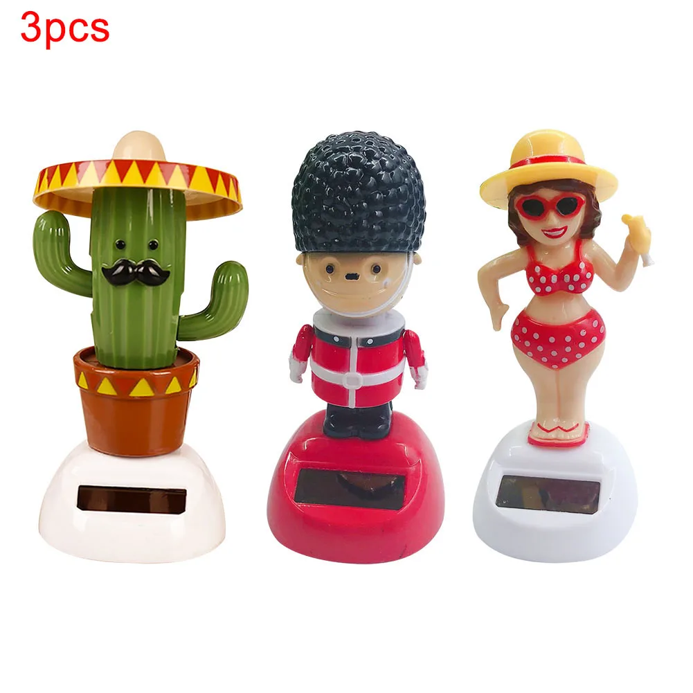 

3pcs Dancing Doll Bobble Car Decoration Shake Solar Powered Birthday Office Swinging Animated Toy Ornaments Desk Gift Home ABS
