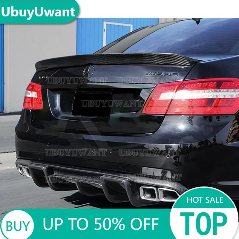 

Use For Benz E Class W212 Spoiler 2008--2015 Year Sedan 4-door Glossy Black Real Carbon Fiber Rear Wing V Style Accessories