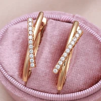 new symmetry letter v zircon pierced earrings 585 gold simple clip fashion hoops women wedding party golden jewelry earrings