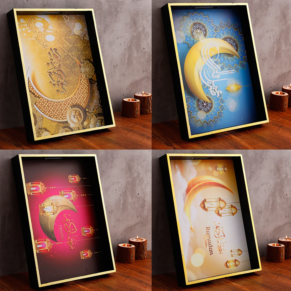 Eid Al-Fitr Mubarak Moon деревянный поднос посуда десертная тарелка 2023 домашняя Lslamic мусульманская женская декорация Рамадан аксессуары