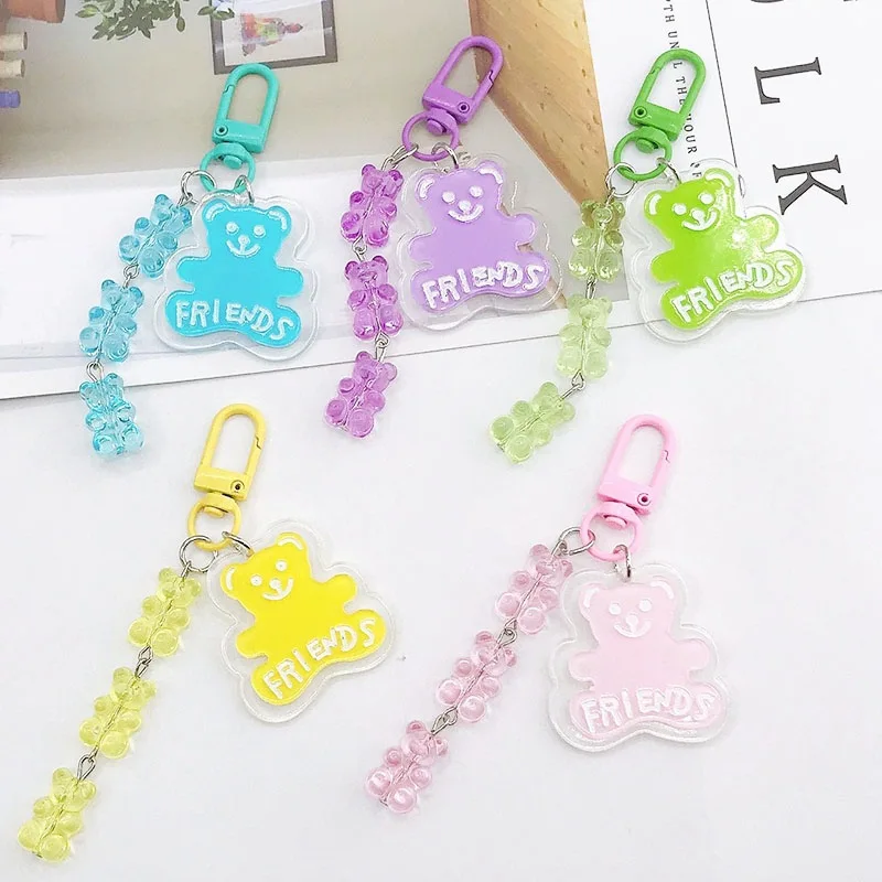 

Personalized Acrylic Key Chain Custom Logo Cartoon Bear Animal keychain Charm For Women