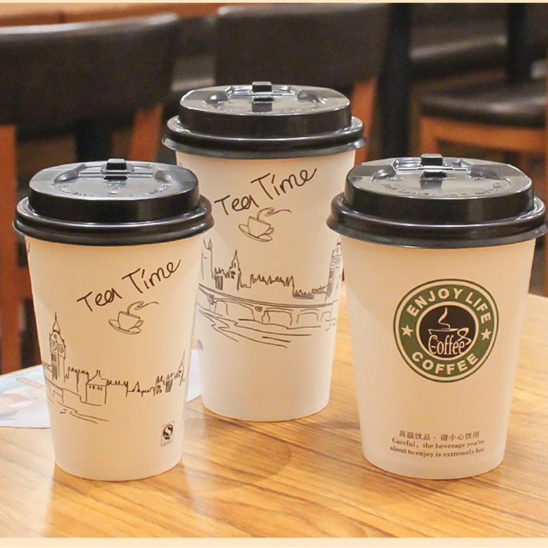 

50pcs Paper Cups Disposable For Coffee Tea Cup Kitchen Accessories Party Supplies Disposable Paper Cups With Lid