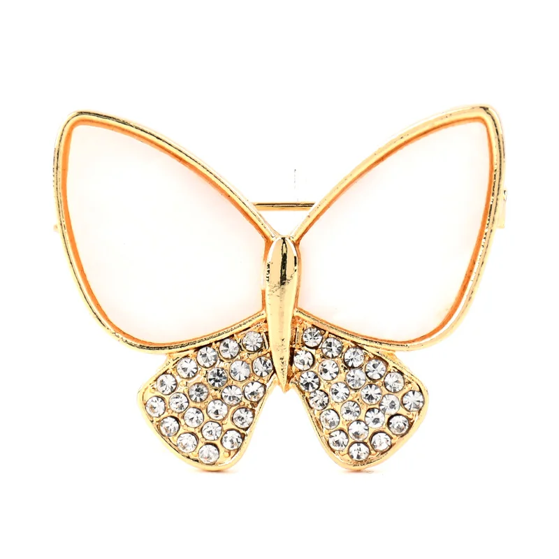 Элегантная брошь-бабочка в виде ракушки золотой костюм с цирконием для женщин