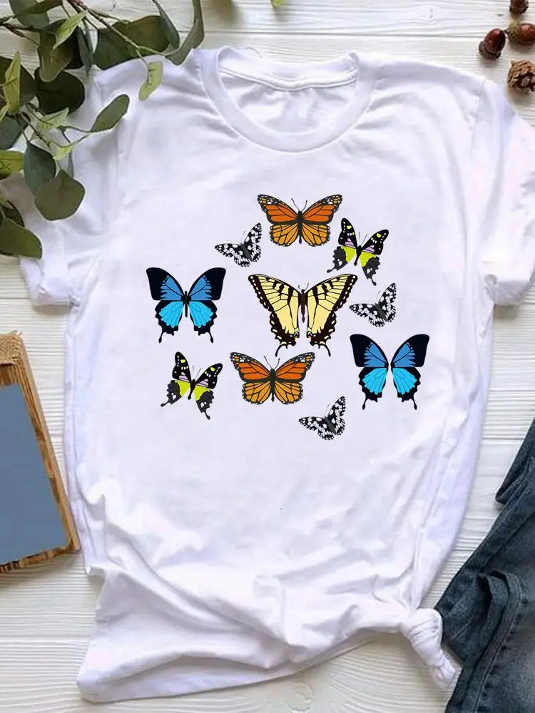 

Clothing butterfly trend printing Short Sleeve Summer Women Clothes Graphic T-shirt Fashion Kawaii Basic Tee Top Print T Shirt