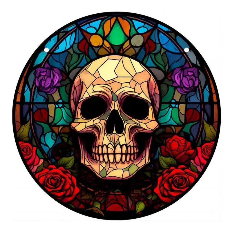 

Halloween Door Sign Skull Acrylic Window Wall Door Skeleton Decors Party Supplies Halloween Skull Ornaments For Front Door Porch