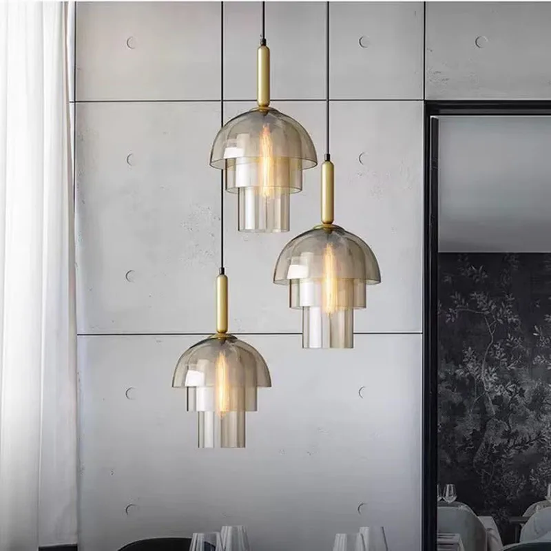 American Style Simple Bar Glass Pendant Lamp Modern Light Luxury New Creative Personalized Restaurant Store Designer Lamps