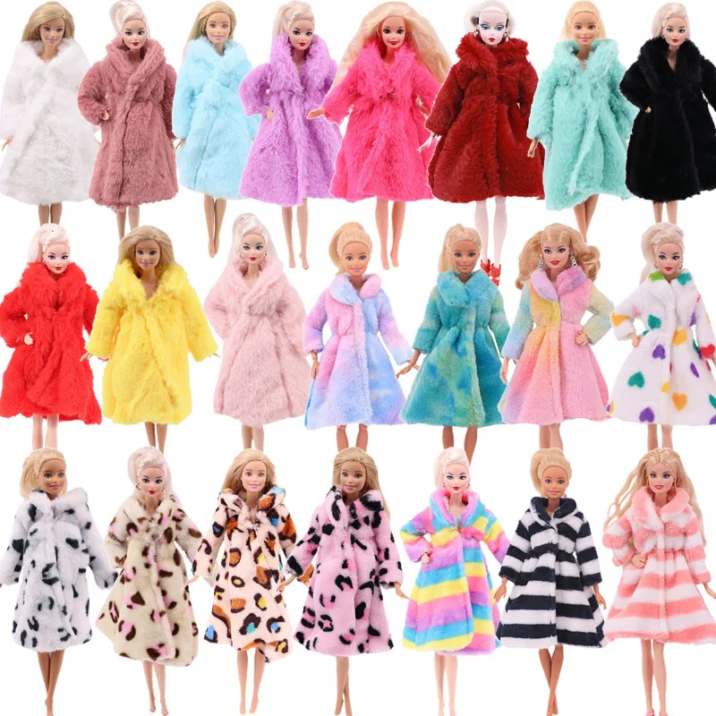 1 комплект разноцветная мягкая меховая Шуба с длинным рукавом топ платье зимняя