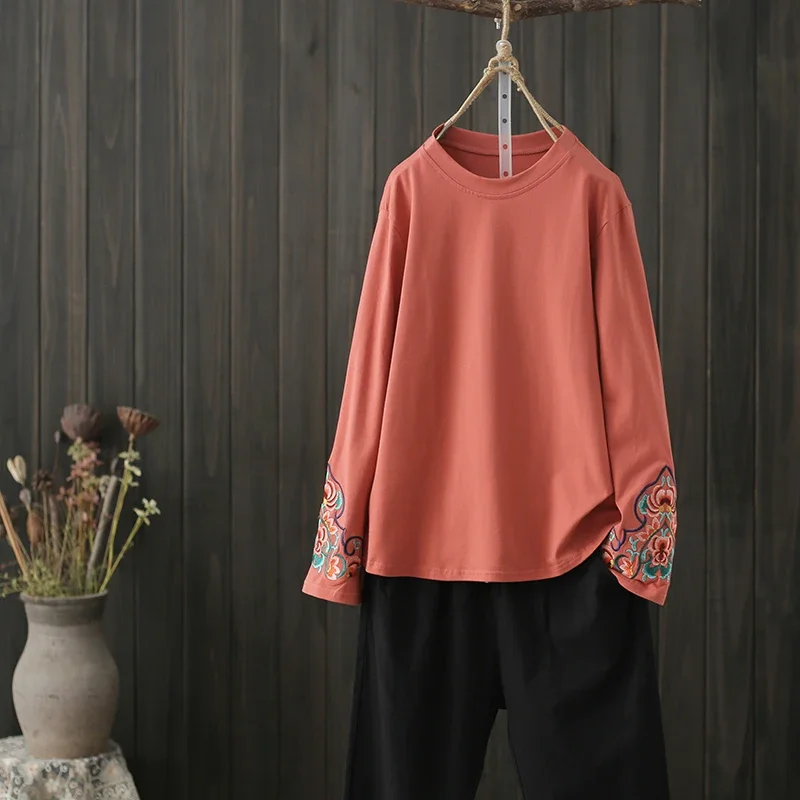 

Chinese Style Clothing Women Clothes 2023 Embroidery Top Chinese Traditional Shirt Blouse Cotton Hanfu Ladies Chinese Tops 12605