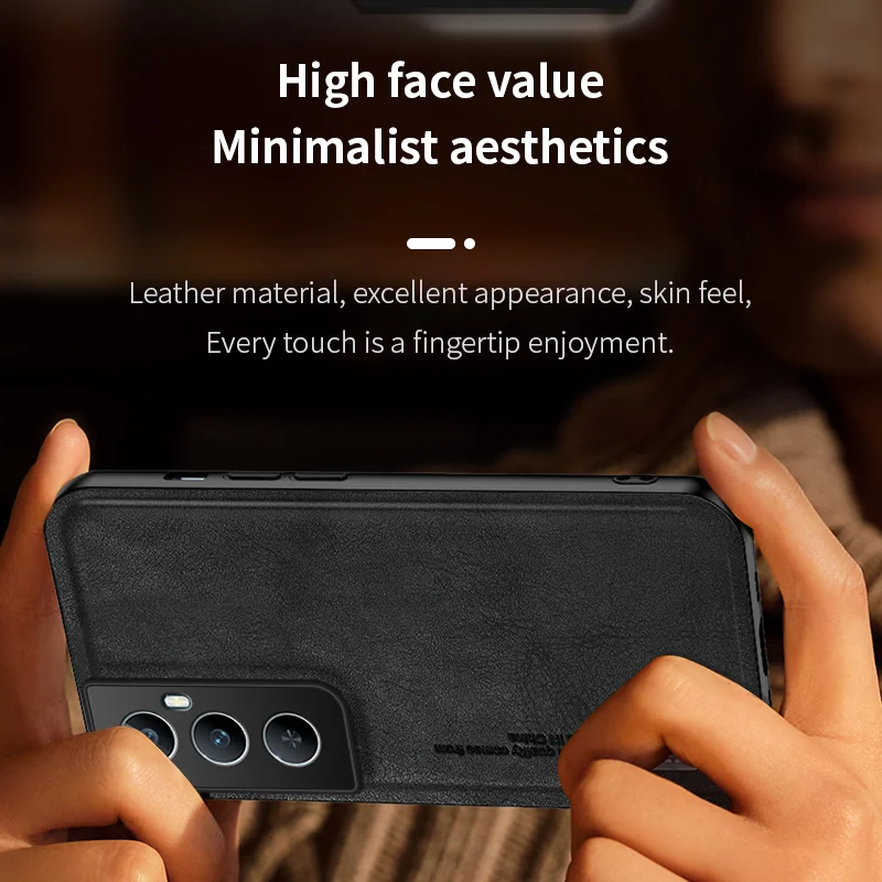 Кожаная задняя крышка для Oppo Realme C65 4G искусственная кожа защита объектива камеры