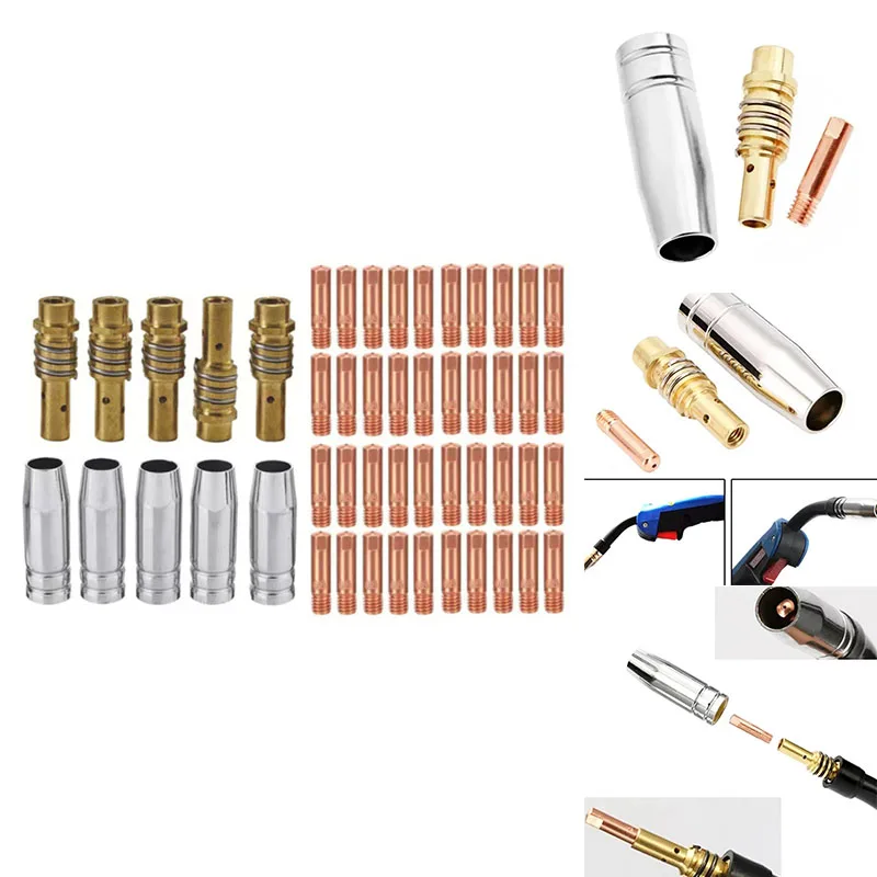

50Pcs For Mig MB15 15AK Welding Torch Accessories CO2 MIG MB15 GAS Nozzle/Contact Tip/Tip Holder