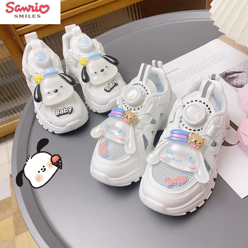 

Сандалии Sanrio детские для бега, дышащие кроссовки со светящимися корицей, милый мультяшный рисунок, для мальчиков и девочек, летняя спортивная обувь