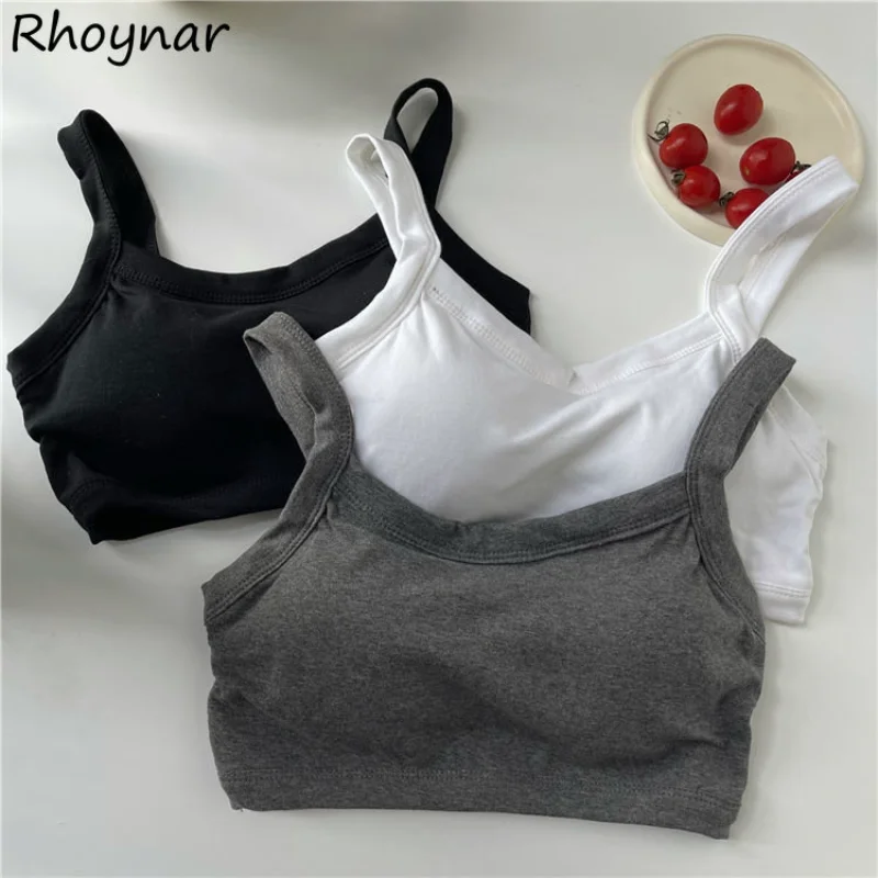 

Tank Tops Women Fashion Breathable Summer Chic Solid All-match Casual Mujer Hot Sale Holiday Harajuku Inside Student Ins Clothes