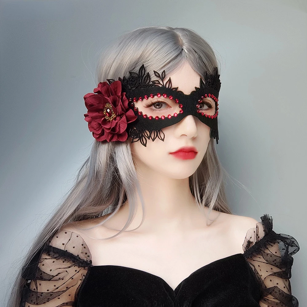 Sexy Mask for Face Women Rhinestone Goth Harness Cosplay Anime Eye Mask Masquerade Party Festival Halloween Costume Fun Prop