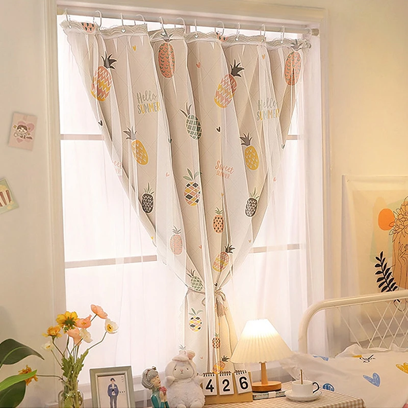 

Living Room Double Layer Curtains Voile Tulle Curtains Windows Screening Drapes Printed Windows Blackout Treatment for Bedroom