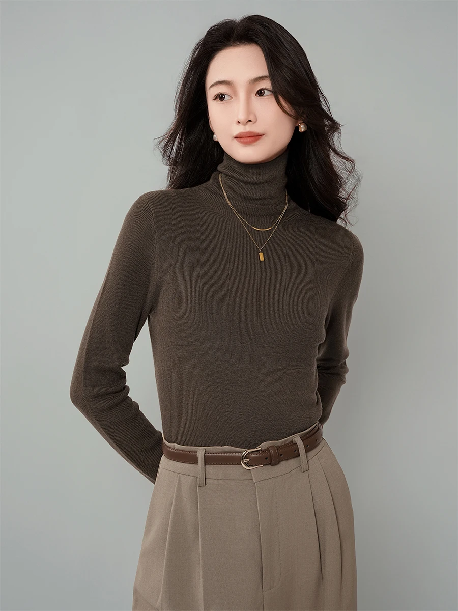 Achu сложенный тон коричневый ворсовый воротник облегающий вязаный женский мягкий