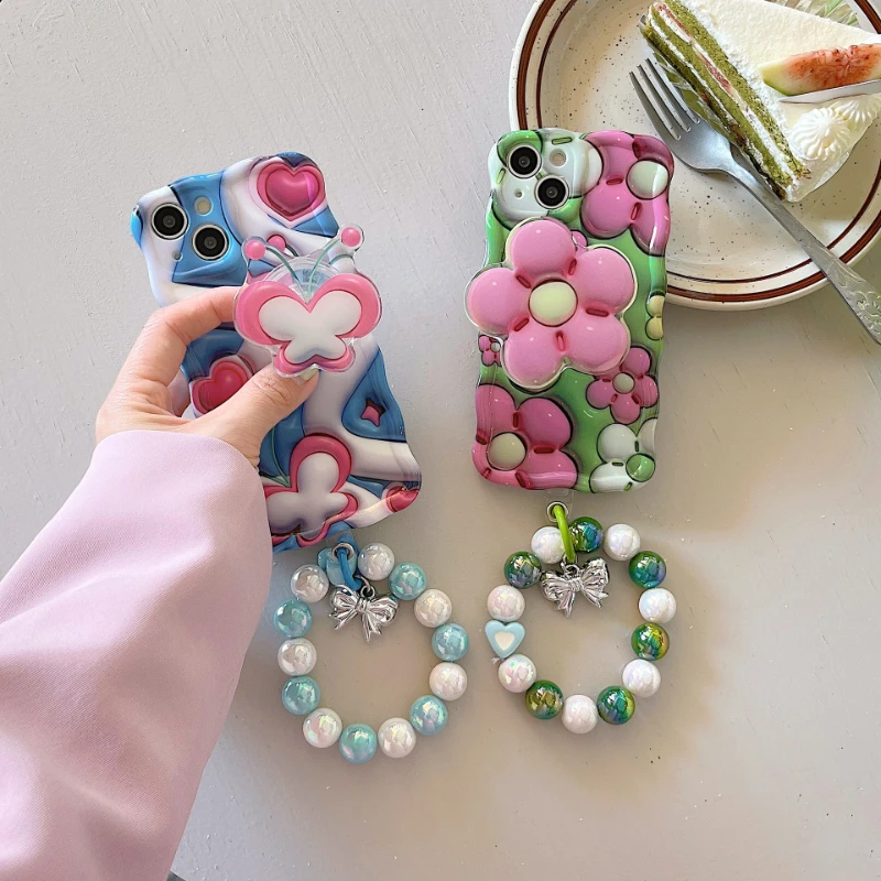 

1pcs.Creative Three-dimensional flower Butterfly case for iPhone13 12 11 14Pro max Phone case X XR XS Silicone cover cushion pad