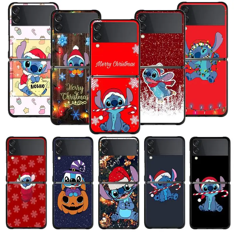 Чехол для телефона Disney Stitch Christmas Хэллоуин Samsung Galaxy Z Flip 4 Flip3 5G Shell Hard Cover Fundas