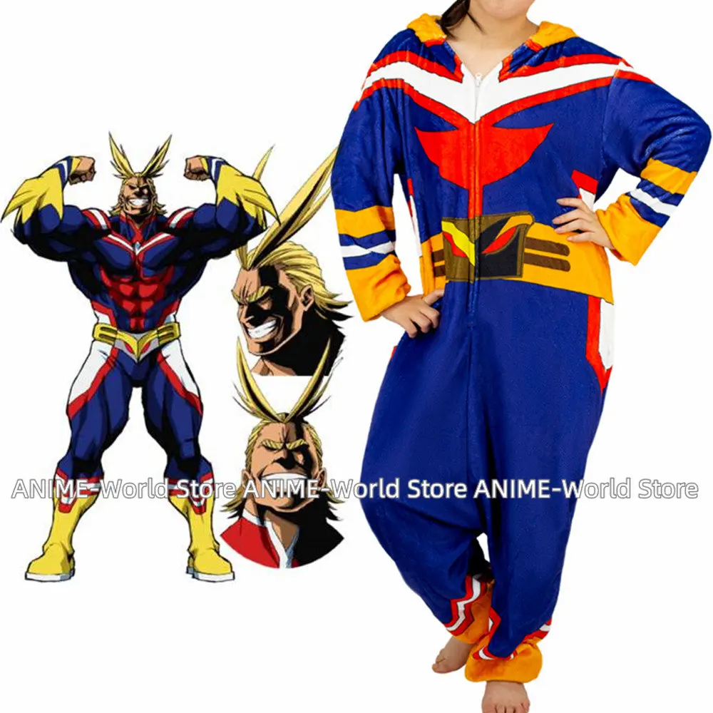 

Adult Unisex Cartoon Pajamas Anime My Hero Academia All Might Cosplay Bathrobe Flannel Jumpsuit