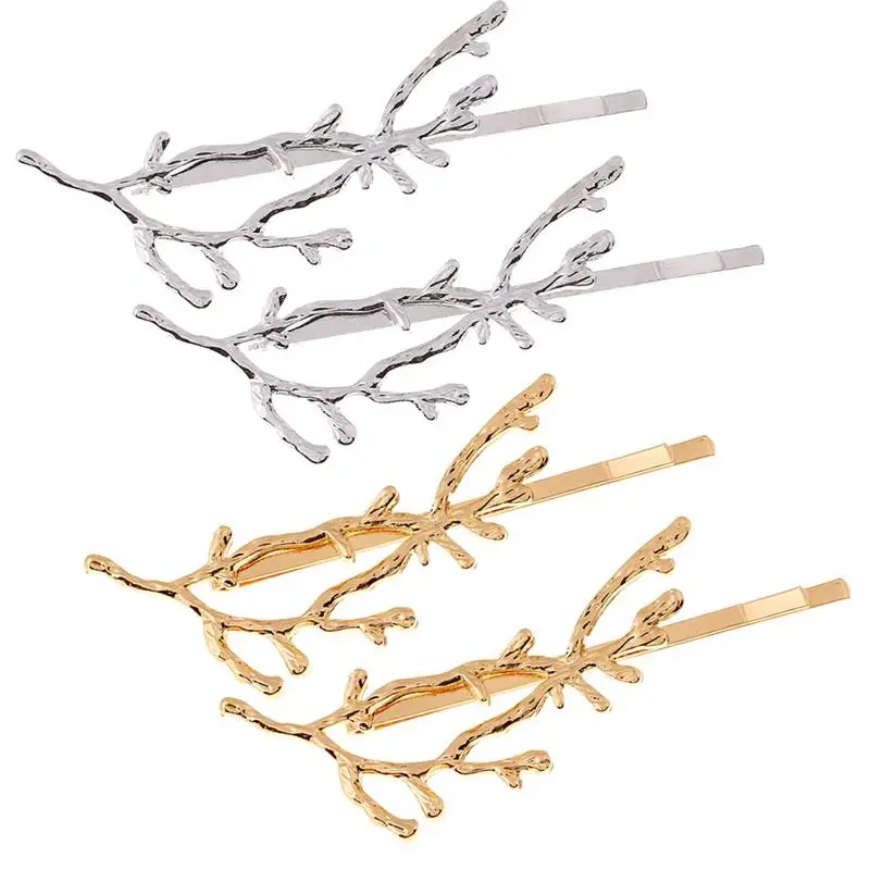 

4Pcs Branch Shape Antler Shape Hairpin Antler Hair Clip Alloy Air Clip Hair Styling Clips 8cm
