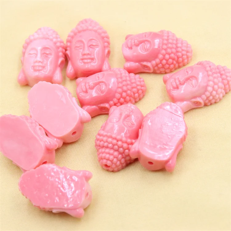 

ZFSilver Fashion Resin Big Lucky Buddhis Coral Pink Color Loose Beads For DIY Charm Elegant Necklaces Bracelets Earrings Jewelry