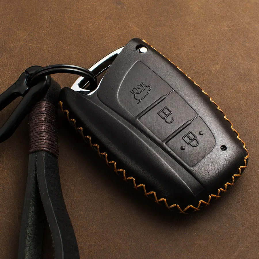 

1 PCS Genuine Leather Auto Key Cover Remote Key Case For Hyundai Santa Fe 2013 Grand Santa Fe 2015 Car Accessories