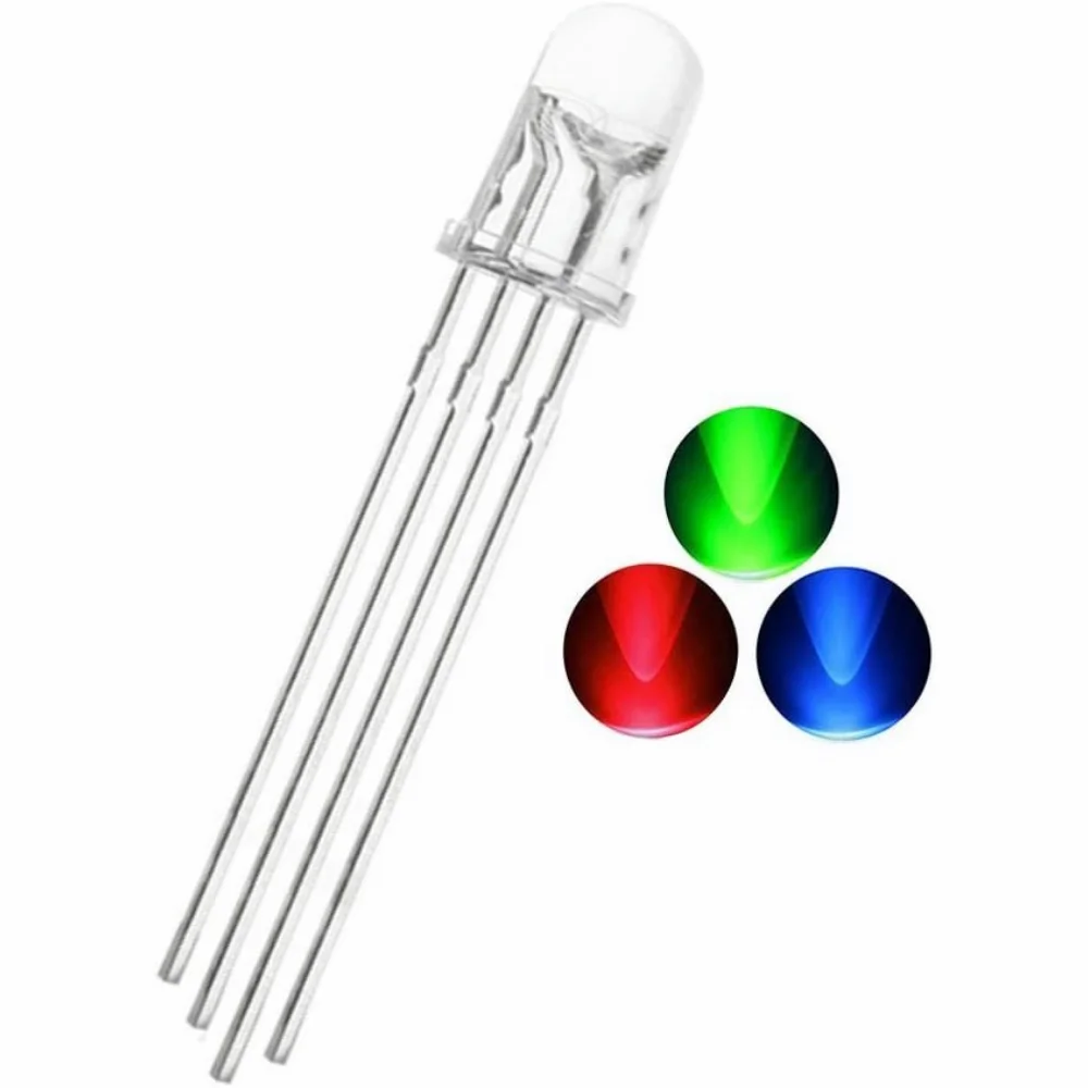 

100pcs 5mm RGB LED Emitting Diode Micro Indicator Red Green Blue Multicolor Common Anode Cathode DIY PCB Circuit Bulb Lamps
