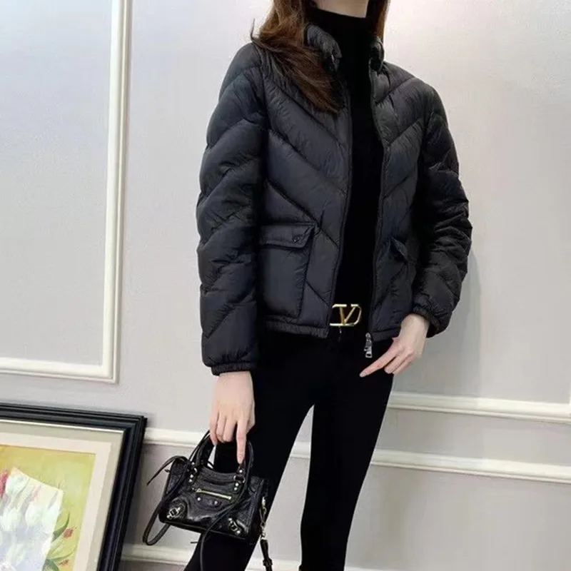 

Укороченная куртка-пуховик женская, тонкая светильник, модная Повседневная зимняя короткая куртка, Женская парка, Женская куртка, новинка ...