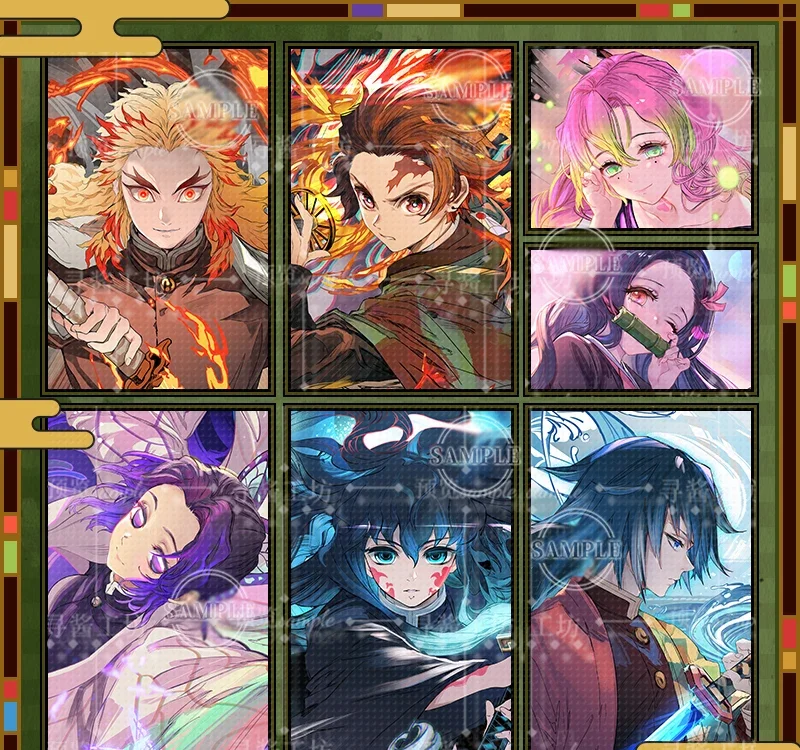 Аниме Demon Slayer Kanroji Mitsuri Rengoku Kyoujurou Косплей Мультяшный значок Лазерный билет Карта с