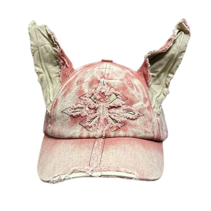 652F потертая бейсбольная кепка для девочек и мальчиков крутая с кроличьими ушками