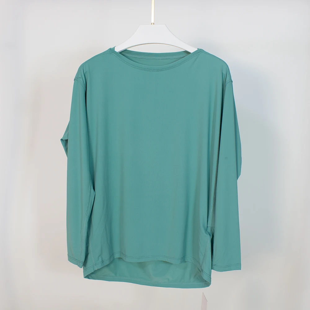 

LU New Yoga Clothes Back in Action Ladies Loose Sports Fitness Yoga Long Sleeve High Elastic Round Neck T-Shirt Free Shipping