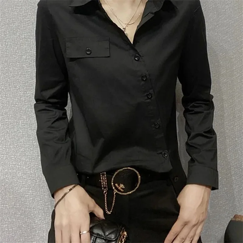 Европейские товары Женская Однотонная рубашка с длинным рукавом пальто