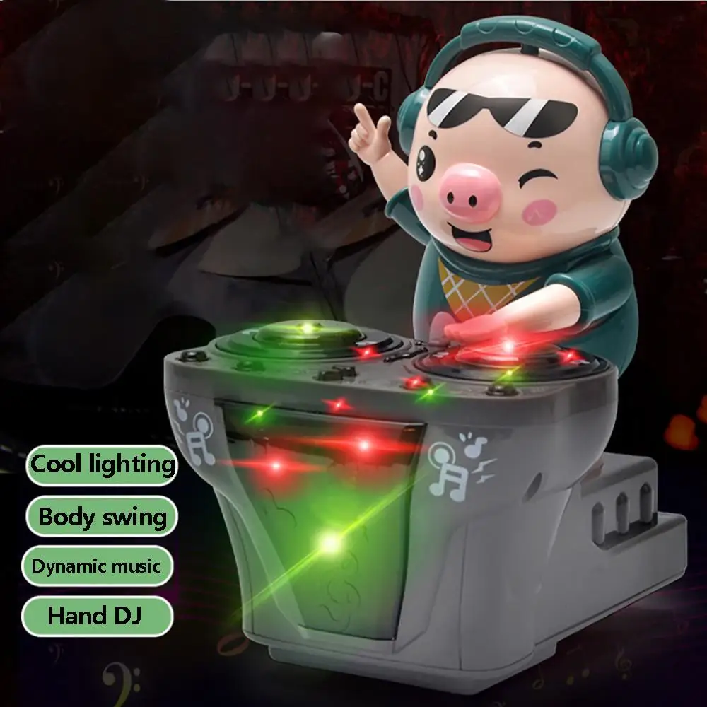 

DJ music electronic dance toy pig children's music toy electronic doll toy backlight sound DJ baby music cool toy