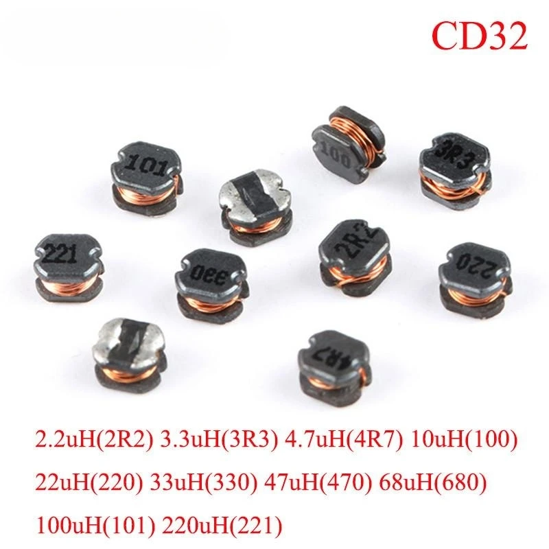 

10pcs/lot CD32 Inductor 2.2uH 3.3uH 4.7uH 10uH 22uH 33uH 47uH 68uH 100uH 220uH SMD Power Inductor 0.8A Chip Inductance 2R2 470
