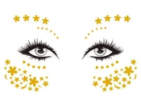 gold face temporary tattoo sticker flower waterproof freckles makeup eye decal body art for girl kid design 18