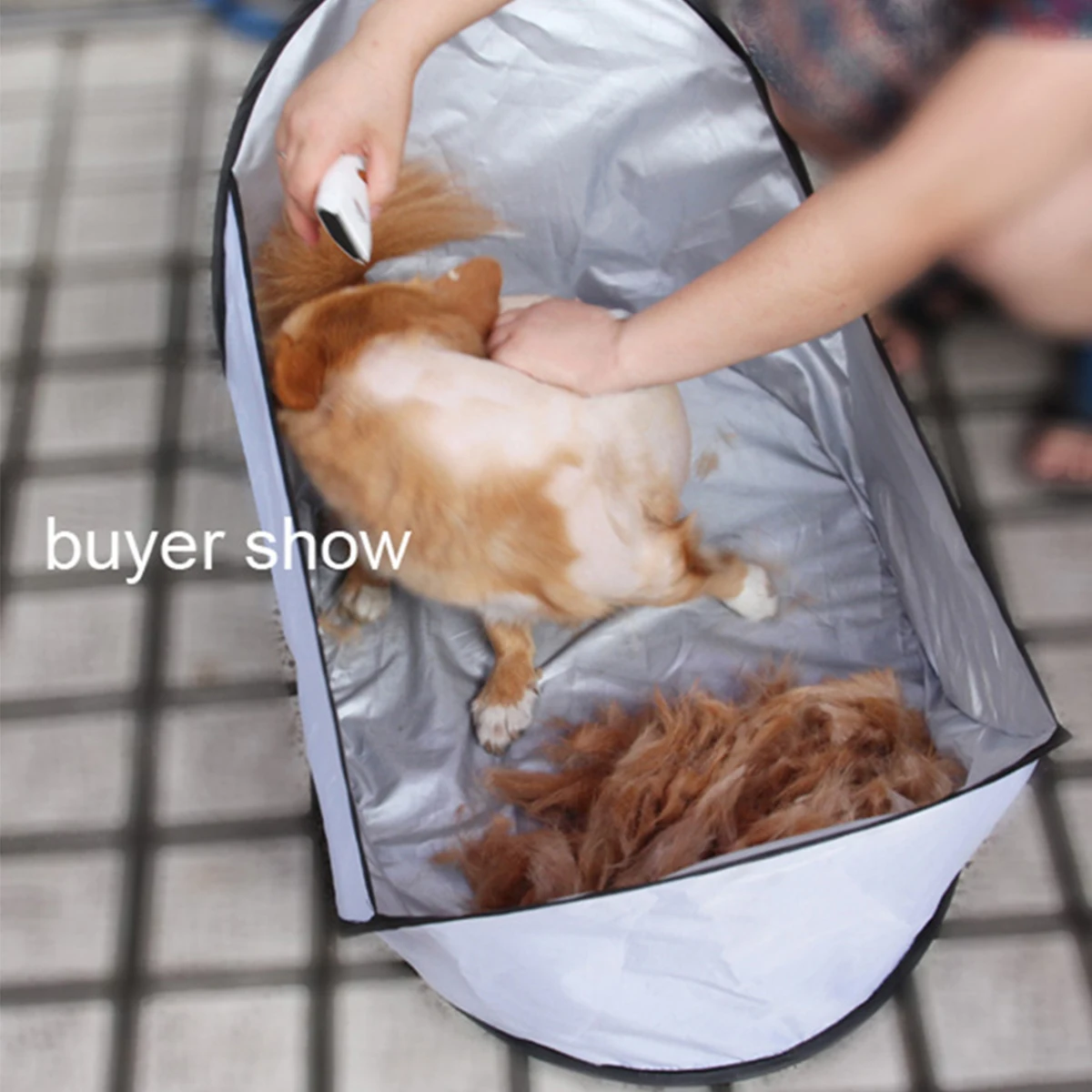 

Pet Haircut Bib Foldable Dog Shearing Basket Portable Dog Grooming Basket Wear-Resistance Washable Pet Haircut Basket Household