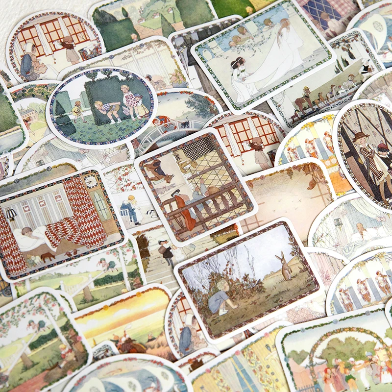 

Yoofun 30pcs/lot Childhood Cartoon Stickers for Kids Cute Washi Paper Sticky Label Journal Diary Creative Stationery
