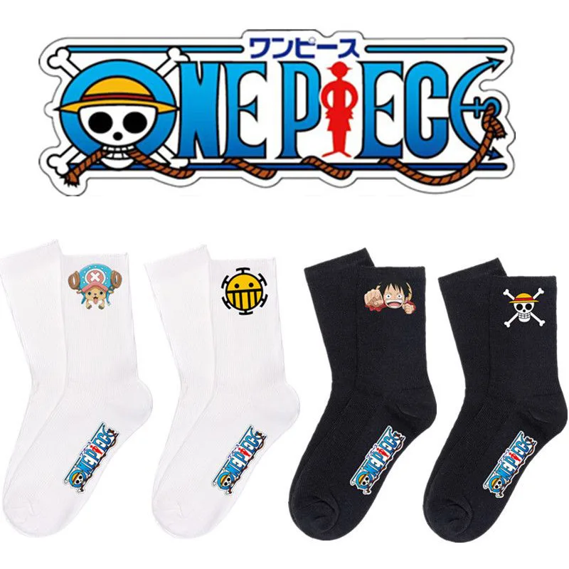 

One Piece Black White Socks Men's Women's Autumn Winter Socks Long Tube Cotton Socks Knitted Hosiery Tony Choppe Shanks Pattern