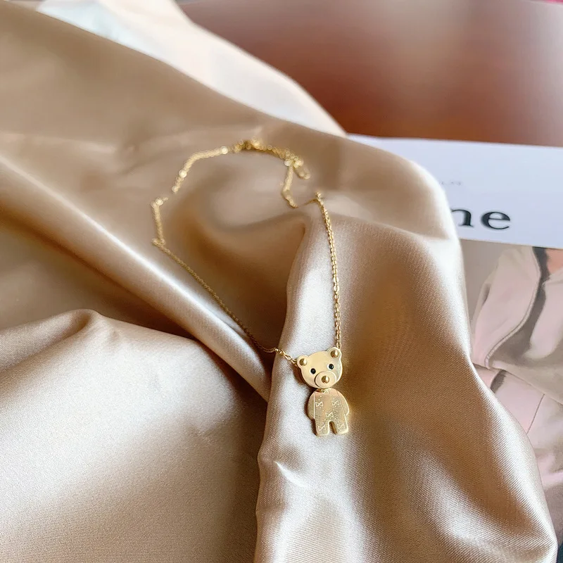 Модное ожерелье с подвеской в виде медведя из нержавеющей стали 2022 Корейская