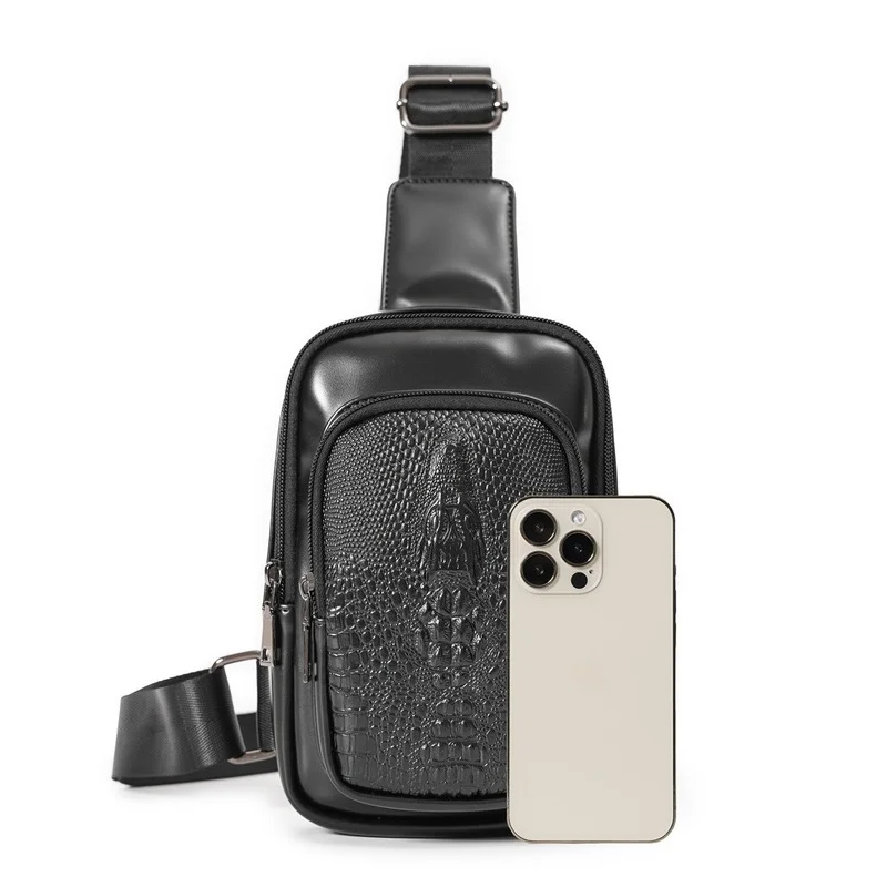 Fashion New Men's Chest Bag Shoulder Messenger Bag Luxury Alligator PU Leather Single Shoulder Bags Men Brand Designer Sling Bag