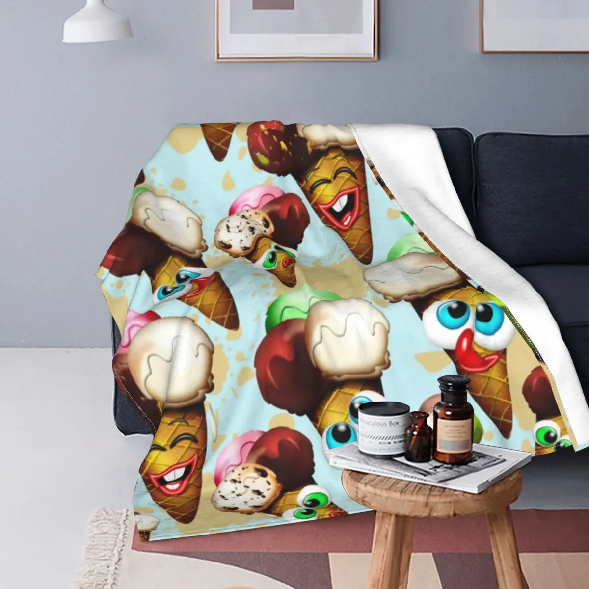 

Забавное мороженое, мультяшное оформление для девочки, новинка, подарок на день рождения, пушистое мягкое легкое теплое постельное белье, плед, одеяло