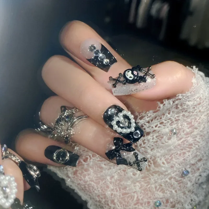 Sanrio Kuromi наклейки для ногтей аниме мультфильм милые накладные накладки модный