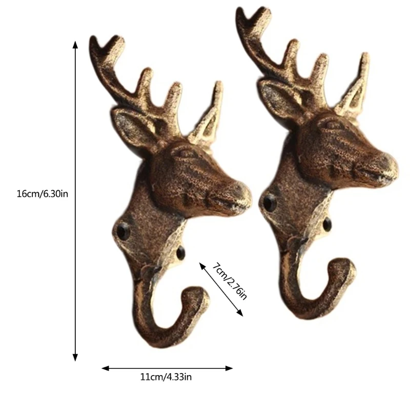 Набор из 2 прочных чугунных крючков рога для полотенец декоративных вешалок