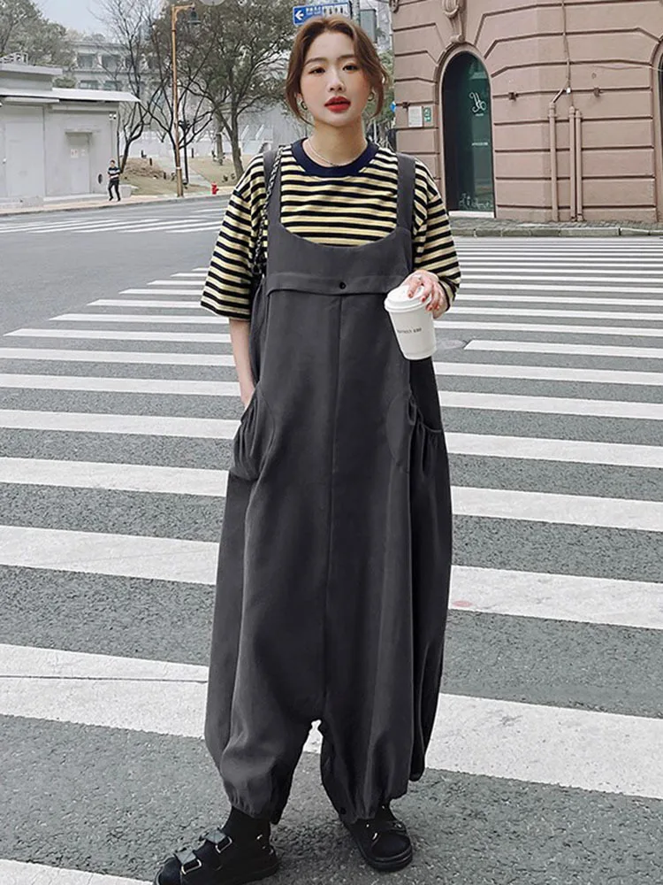 [EWQ] Модный милый и удобный Свободный комбинезон с широкими штанинами Женские
