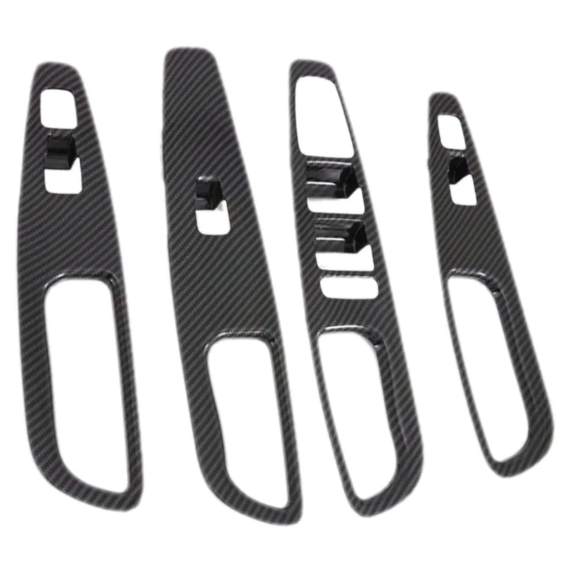 

Для Hyundai Santa Fe 2019 2020 кнопки переключателя стеклоподъемника из углеродного волокна, отделка двери, подлокотника, панели, рамки, аксессуары для...