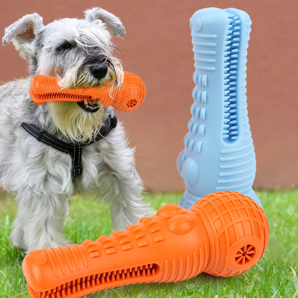 

Dog Chew Toy Pet Teeth Cleaning Brush Molar Stick Puppy Bite-resistant TPR Teething Toothbrush Massager Chewing Squeaky Toys