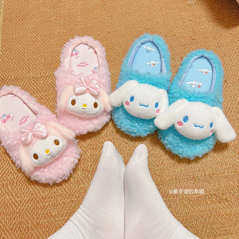Sanrio пушистые домашние туфли симпатичные Тапочки с капюшоном Kuromi My Melody домашняя