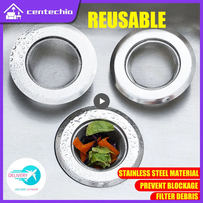 

1PCS Kitchen Sink Filter Stainless Steel Mesh Sink Strainer Filter Bathroom Sink Strainer Drain Hole Filter Trap Waste Screen