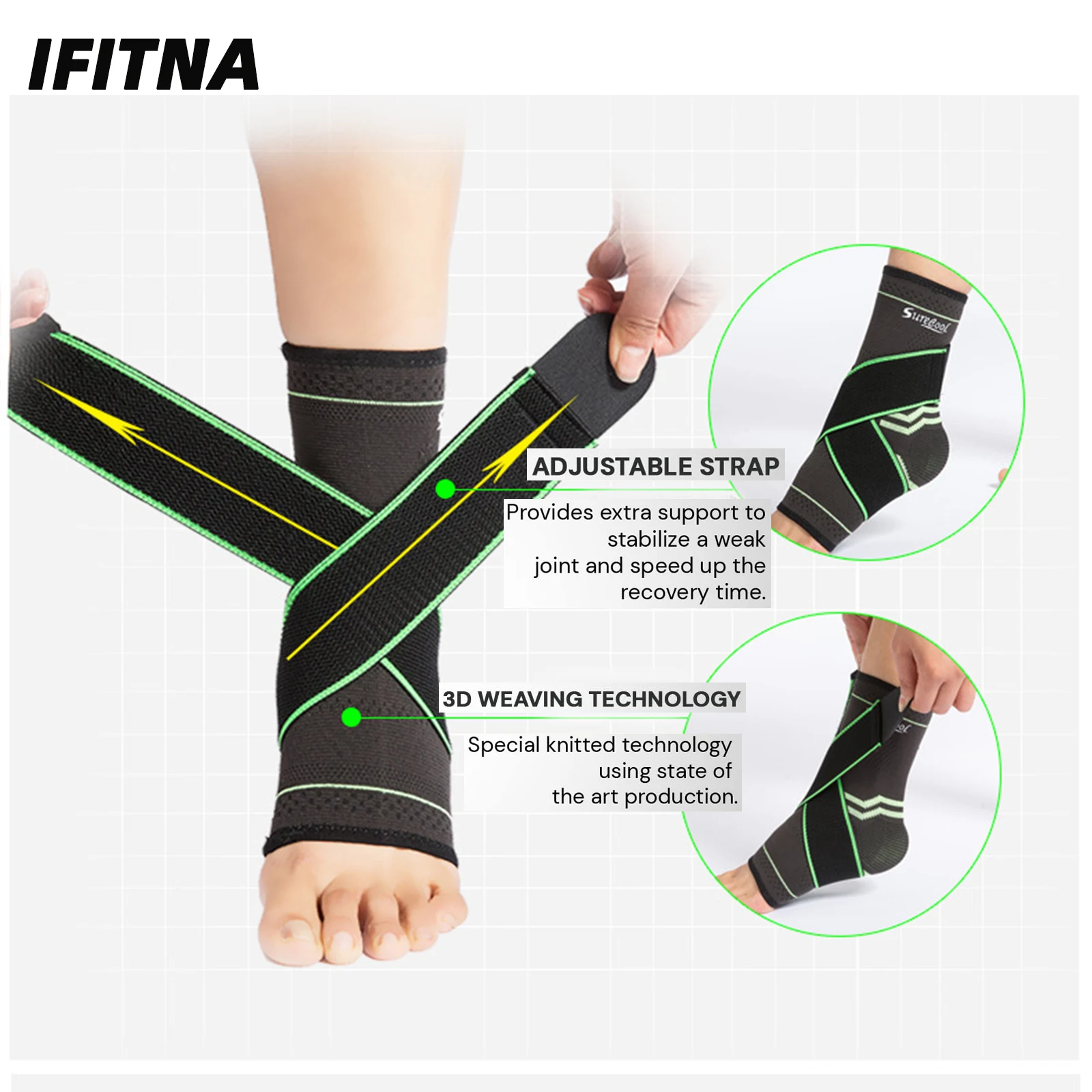Ankle Brace Sleeve Adjustable Compression Support,Foot Strap Women Men Plantar Fasciitis Relief,Heel Protectors Sport Protection