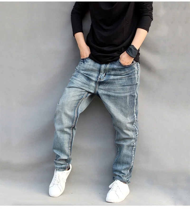 Fashion Men Jeans Harlan Pants Loose Hip Hop Pants Plus Size Oversized Skateboard Pants Trendy Mens Denim Pants  Men Clothing