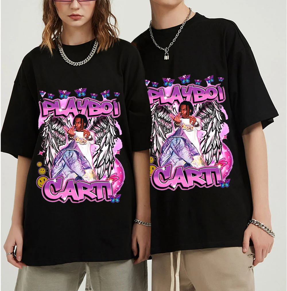 

Men's T Shirt Rap Playboi Carti Butterfly Vintage Hip-Hop T-Shirt Men Short Sleeve Cotton T-Shirts Summer Casual Music Tee Shirt